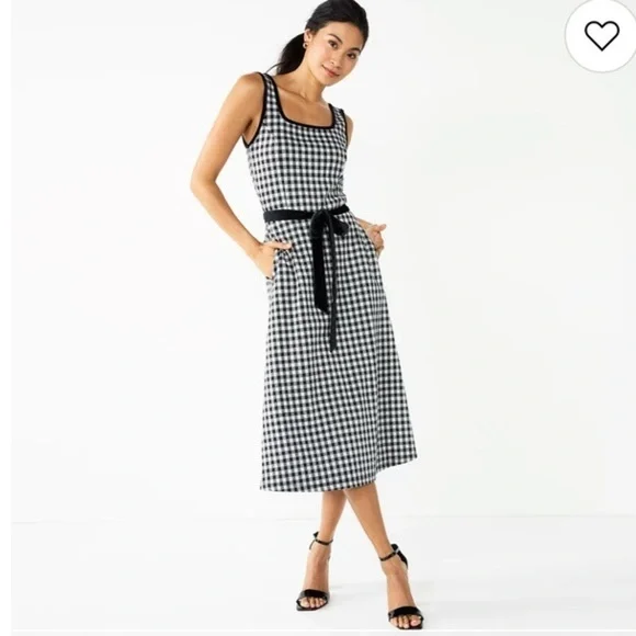 Draper James RSVP Gingham Dress Medium Sleeveless, Southern Charm Check Print - Picture 1 of 10